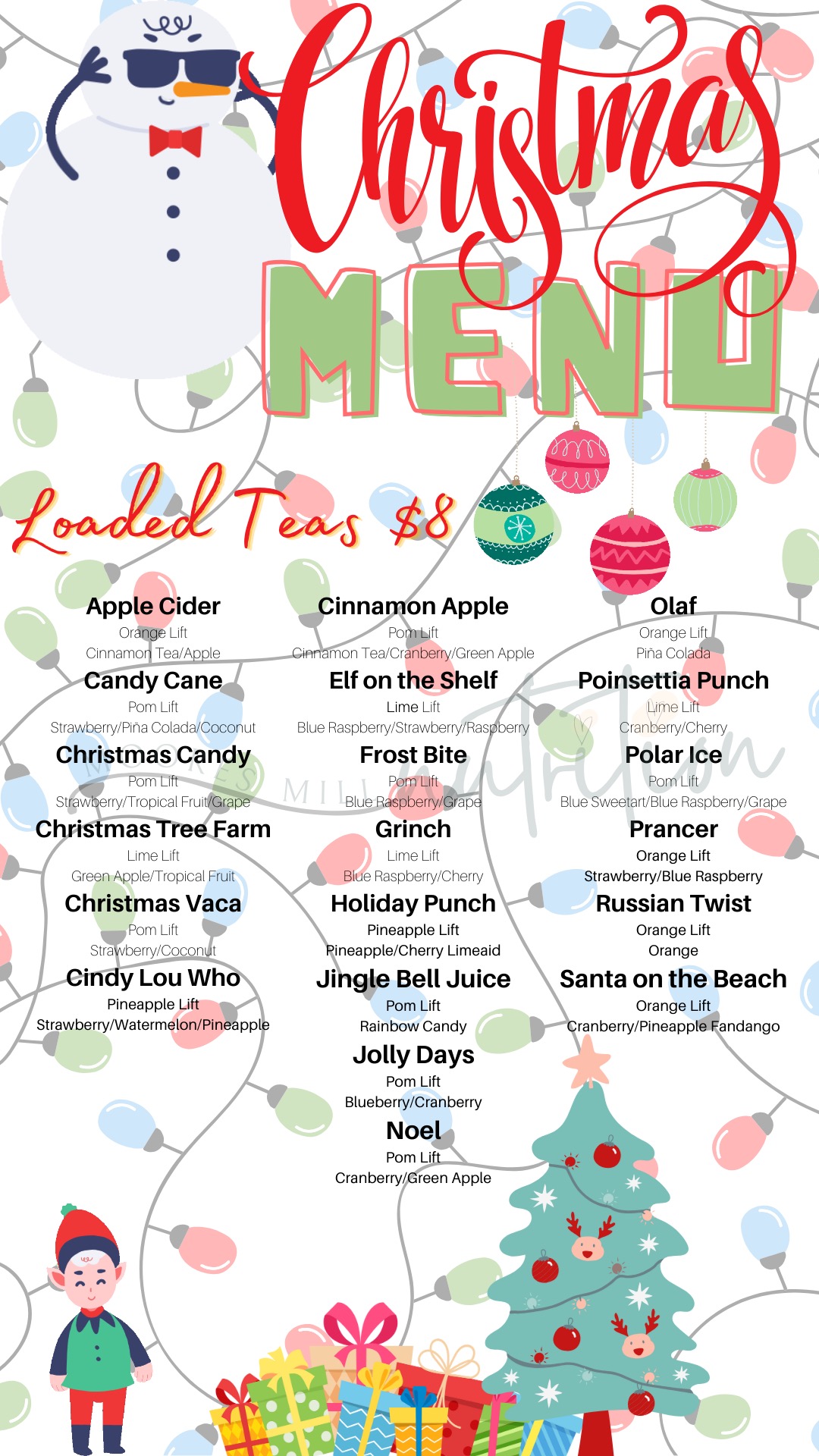 Menu Moores Mill Nutrition Loaded Teas, Shakes and More!